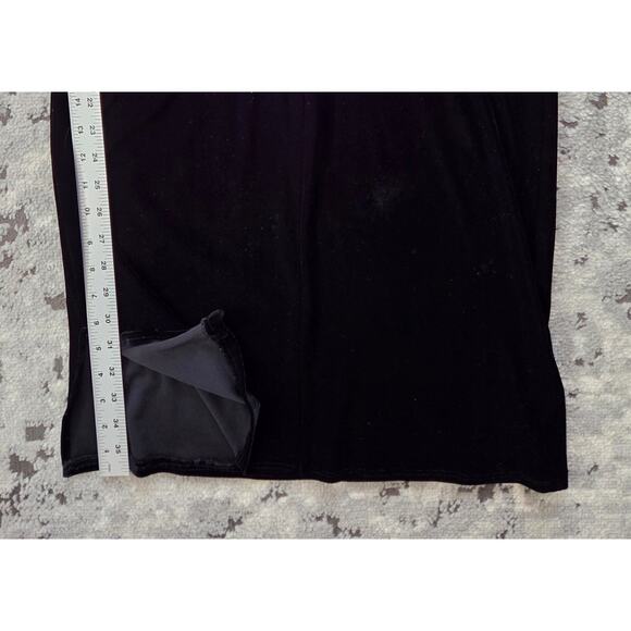 Arianna by Rachel Kaye Black Velvet Bodycon Dress Party Quiet Luxury Feminine - Picture 8 of 11